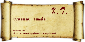 Kvassay Tamás névjegykártya